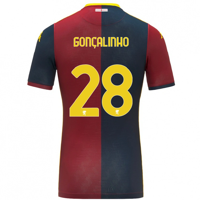 Danxen Męski João Gonçalinho #28 Czerwony Królewski Niebieski Domowa Koszulka 2025/26 Koszulki Klubowe