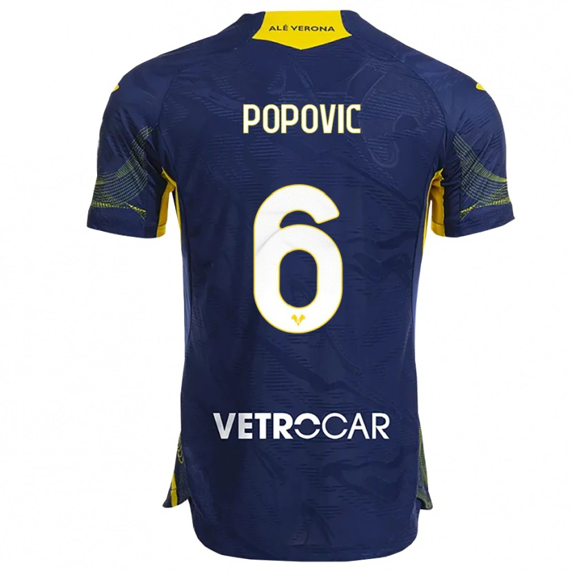 Danxen Męski Andrej Popovic #6 Granatowy Żółty Domowa Koszulka 2025/26 Koszulki Klubowe