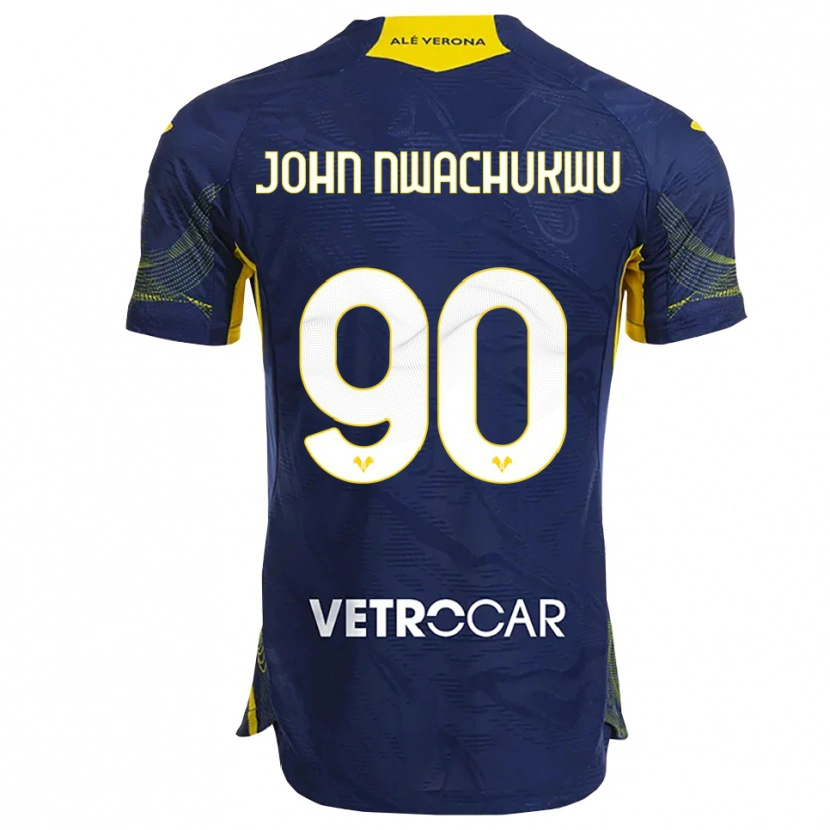 Danxen Męski Samuel John Nwachukwu #90 Granatowy Żółty Domowa Koszulka 2025/26 Koszulki Klubowe
