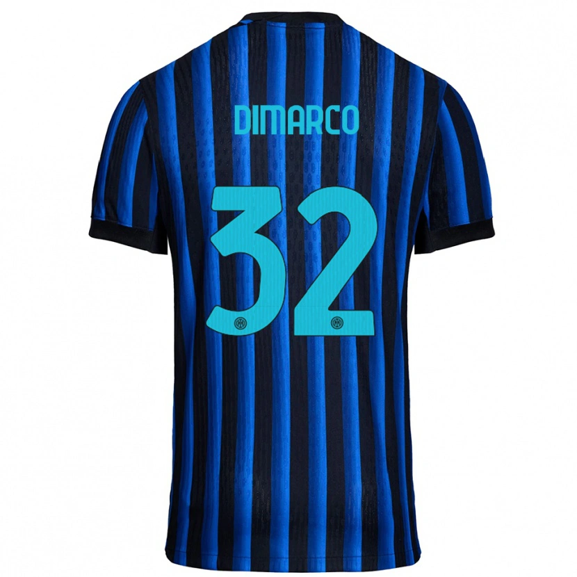 Danxen Męski Federico Dimarco #32 Czarny Niebieski Domowa Koszulka 2025/26 Koszulki Klubowe