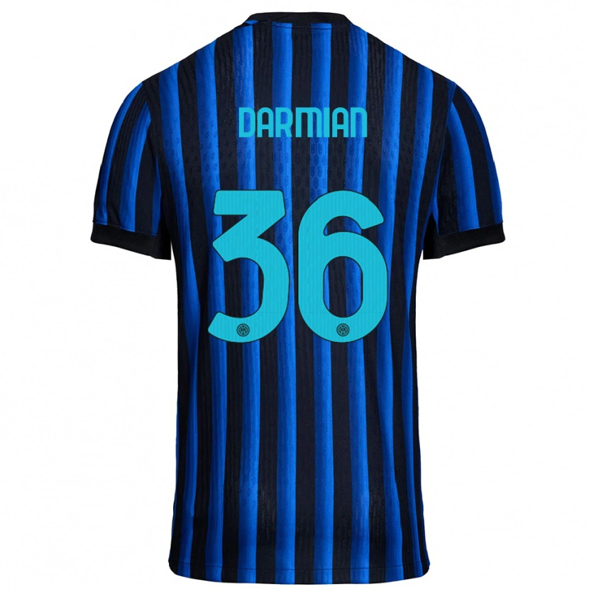 Danxen Męski Matteo Darmian #36 Czarny Niebieski Domowa Koszulka 2025/26 Koszulki Klubowe