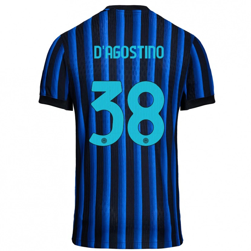 Danxen Męski Giovanni D'agostino #38 Czarny Niebieski Domowa Koszulka 2025/26 Koszulki Klubowe