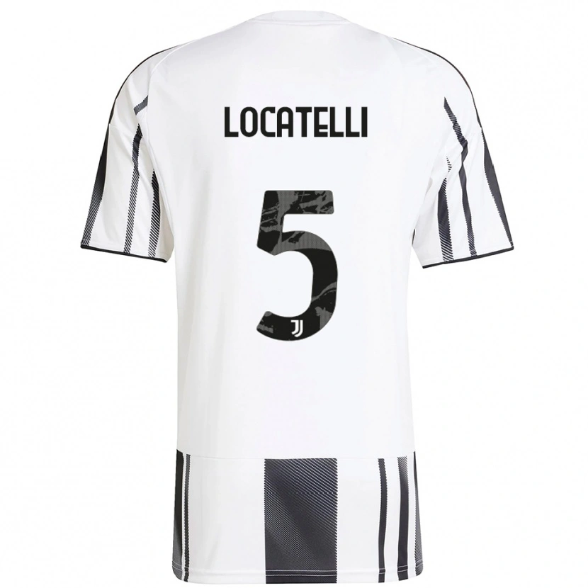 Danxen Męski Manuel Locatelli #5 Biały Czarny Domowa Koszulka 2025/26 Koszulki Klubowe