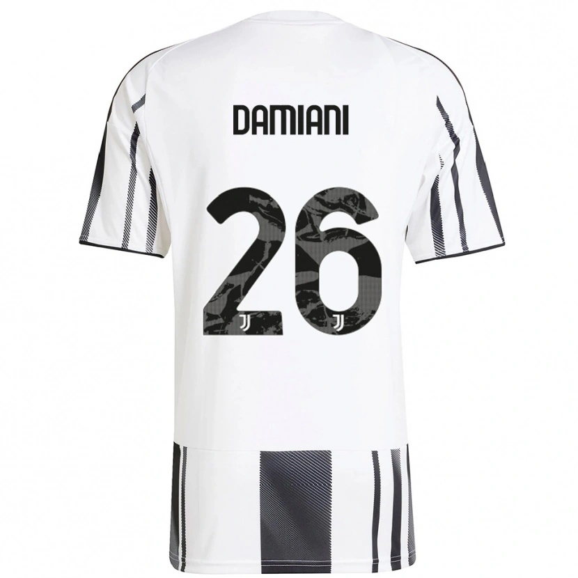 Danxen Męski Samuele Damiani #26 Biały Czarny Domowa Koszulka 2025/26 Koszulki Klubowe