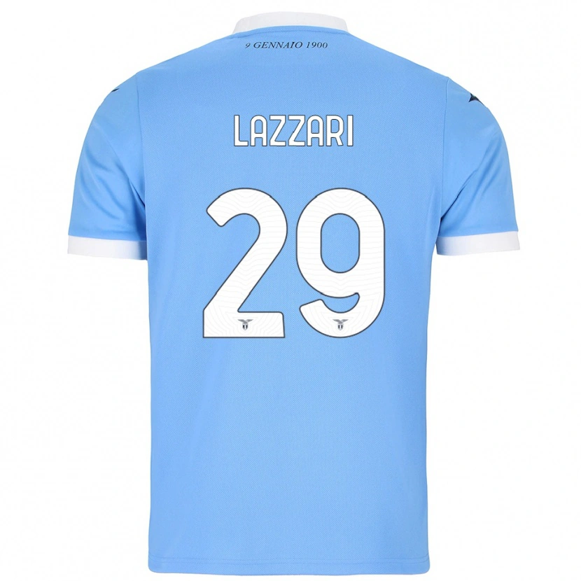 Danxen Męski Manuel Lazzari #29 Błękitny Biały Domowa Koszulka 2025/26 Koszulki Klubowe