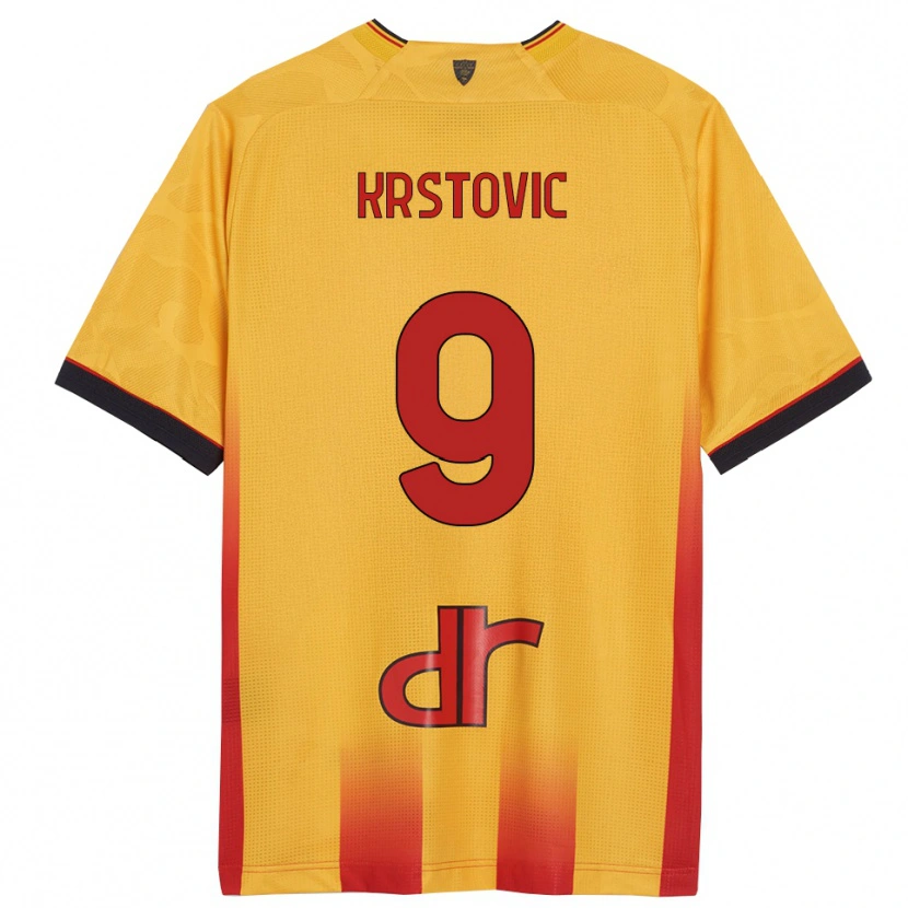 Danxen Męski Nikola Krstović #9 Żółty Pomarańczowy Domowa Koszulka 2025/26 Koszulki Klubowe