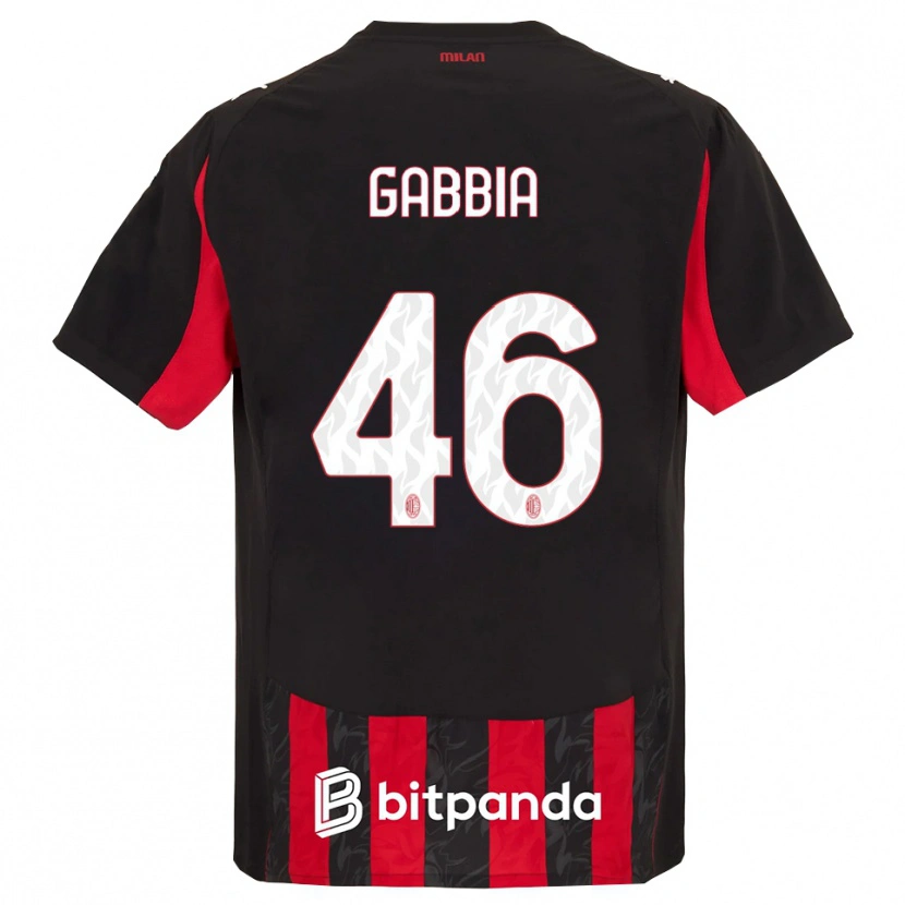Danxen Męski Matteo Gabbia #46 Czerwony Czarny Domowa Koszulka 2025/26 Koszulki Klubowe