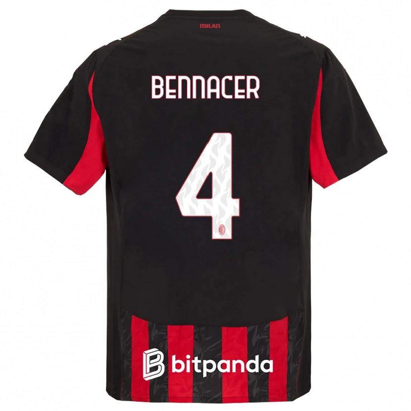 Danxen Męski Ismaël Bennacer #4 Czerwony Czarny Domowa Koszulka 2025/26 Koszulki Klubowe
