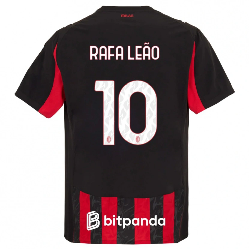 Danxen Męski Rafael Leão #10 Czerwony Czarny Domowa Koszulka 2025/26 Koszulki Klubowe