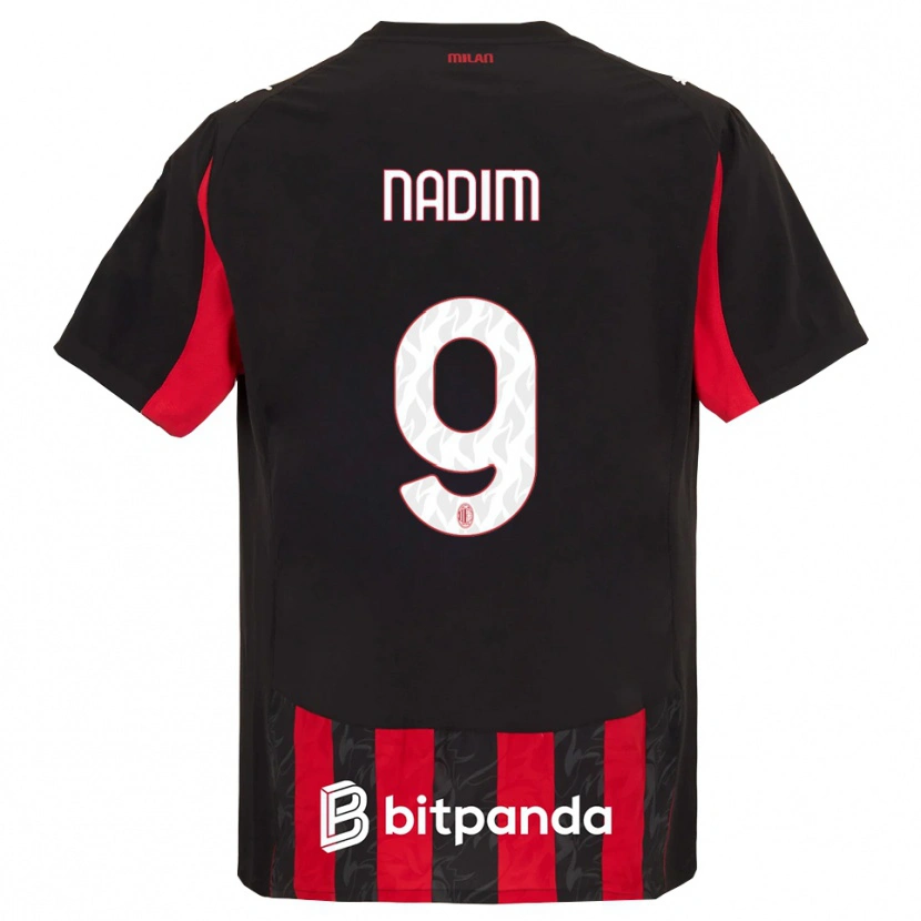 Danxen Męski Nadia Nadim #9 Czerwony Czarny Domowa Koszulka 2025/26 Koszulki Klubowe