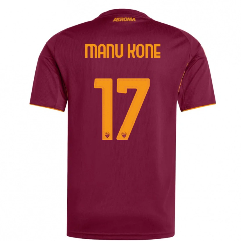 Danxen Męski Manu Koné #17 Burgundowy Pomarańczowy Domowa Koszulka 2025/26 Koszulki Klubowe