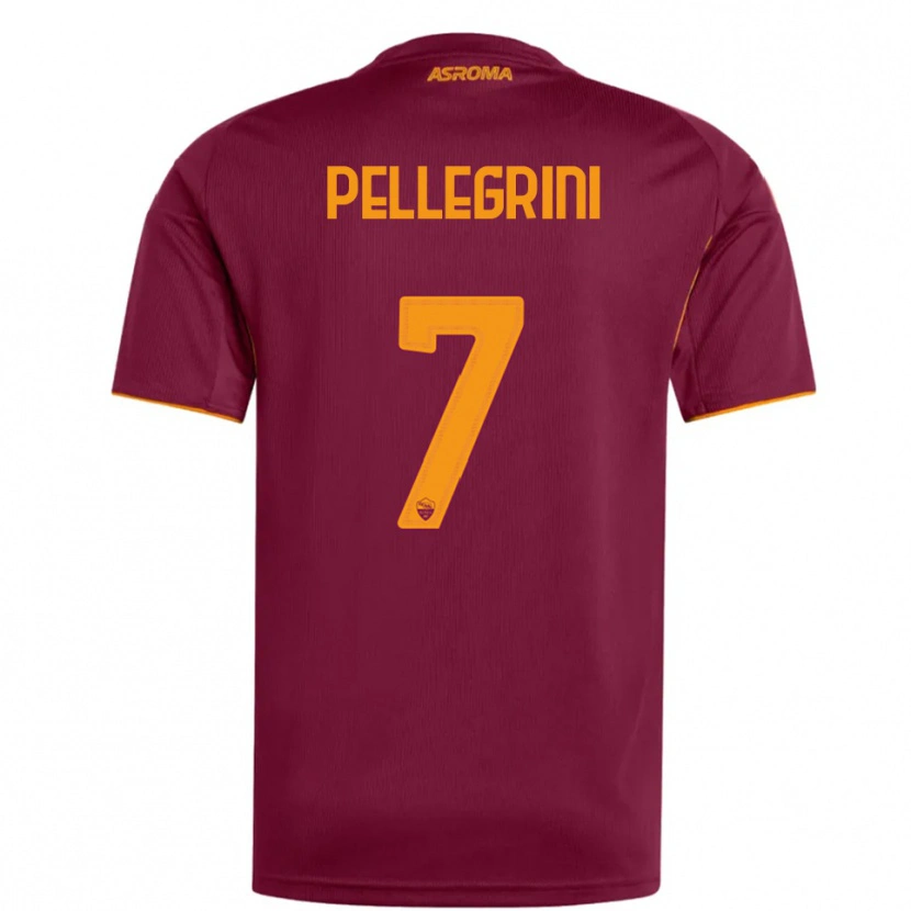 Danxen Męski Lorenzo Pellegrini #7 Burgundowy Pomarańczowy Domowa Koszulka 2025/26 Koszulki Klubowe