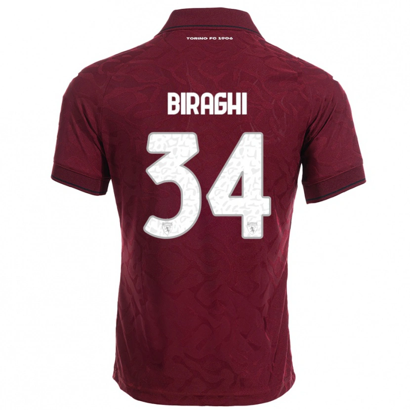 Danxen Męski Cristiano Biraghi #34 Burgundowy Biały Domowa Koszulka 2025/26 Koszulki Klubowe