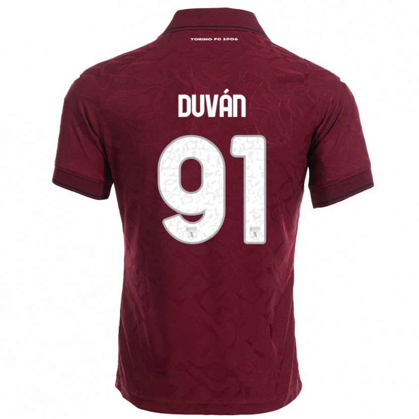 Danxen Męski Duván Zapata #91 Burgundowy Biały Domowa Koszulka 2025/26 Koszulki Klubowe