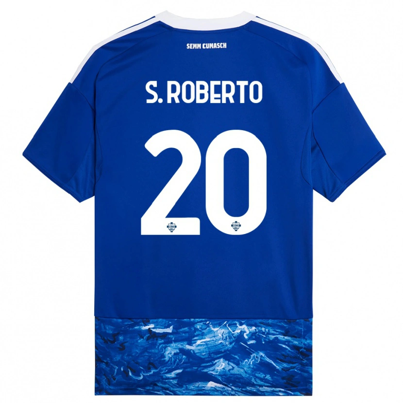 Danxen Męski Sergi Roberto #20 Niebieski Biały Domowa Koszulka 2025/26 Koszulki Klubowe