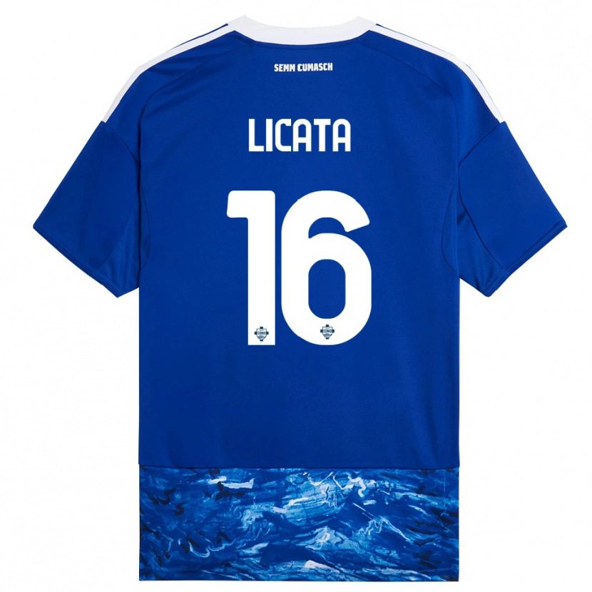 Danxen Męski Alessandro Licata #16 Niebieski Biały Domowa Koszulka 2025/26 Koszulki Klubowe