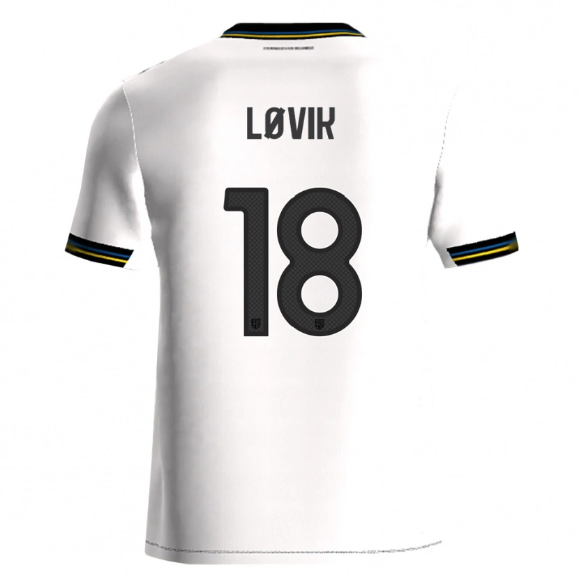 Danxen Męski Mathias Løvik #18 Biały Czarny Domowa Koszulka 2025/26 Koszulki Klubowe