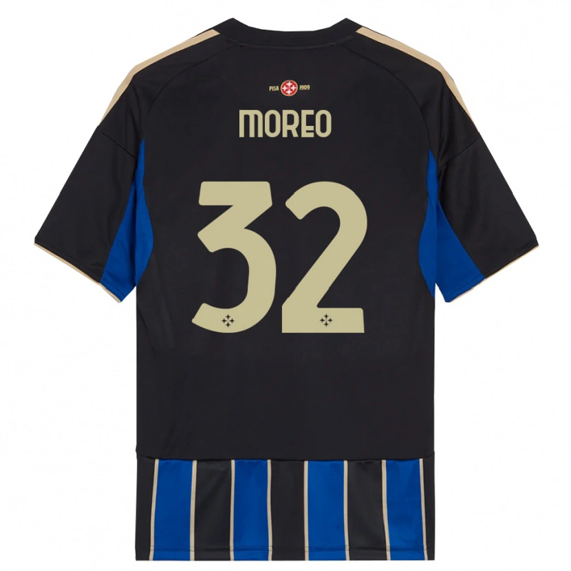 Danxen Męski Stefano Moreo #32 Czarny Niebieski Domowa Koszulka 2025/26 Koszulki Klubowe