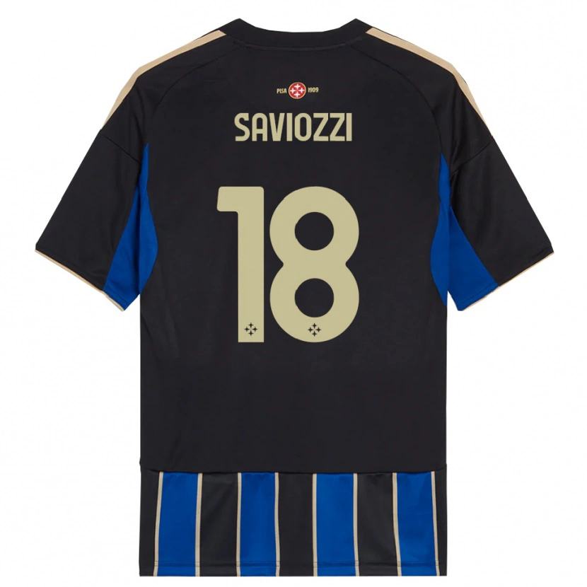 Danxen Męski Mattia Saviozzi #18 Czarny Niebieski Domowa Koszulka 2025/26 Koszulki Klubowe