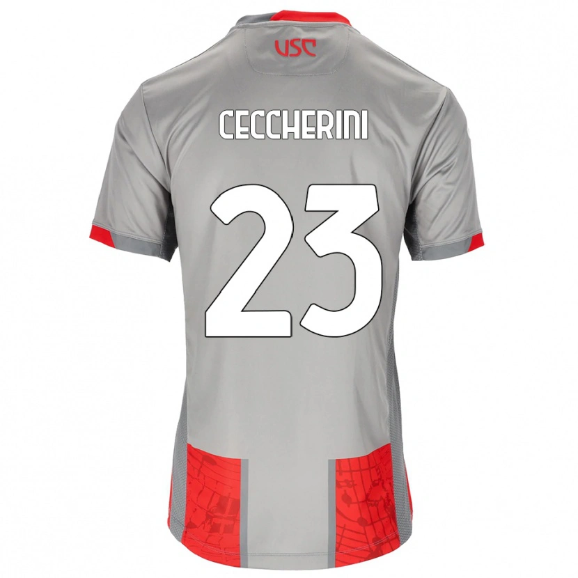 Danxen Męski Federico Ceccherini #23 Czerwony Szary Domowa Koszulka 2025/26 Koszulki Klubowe