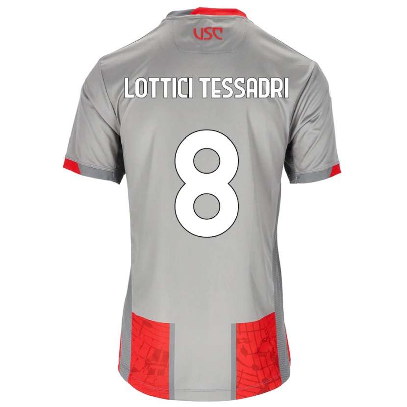 Danxen Męski Simone Lottici Tessadri #8 Czerwony Szary Domowa Koszulka 2025/26 Koszulki Klubowe