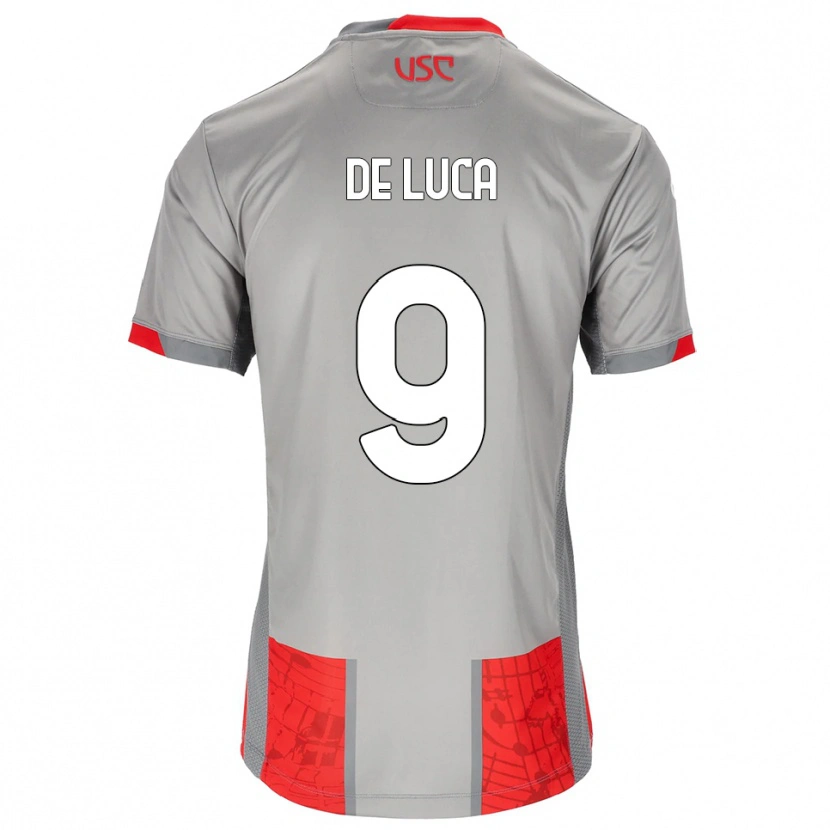 Danxen Męski Manuel De Luca #9 Czerwony Szary Domowa Koszulka 2025/26 Koszulki Klubowe