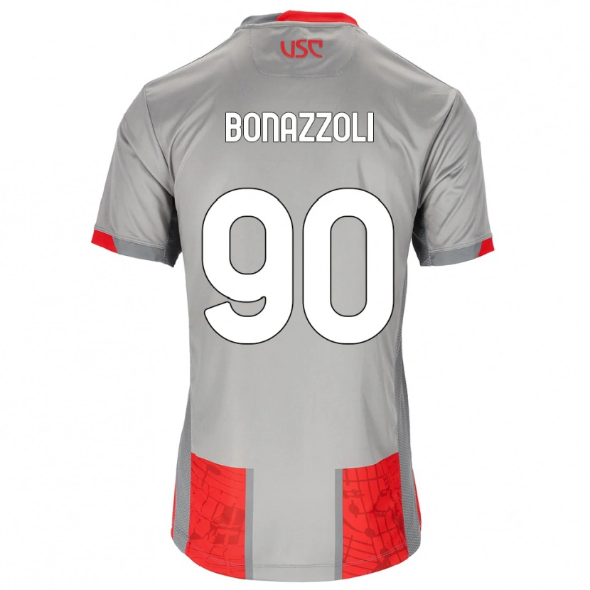 Danxen Męski Federico Bonazzoli #90 Czerwony Szary Domowa Koszulka 2025/26 Koszulki Klubowe
