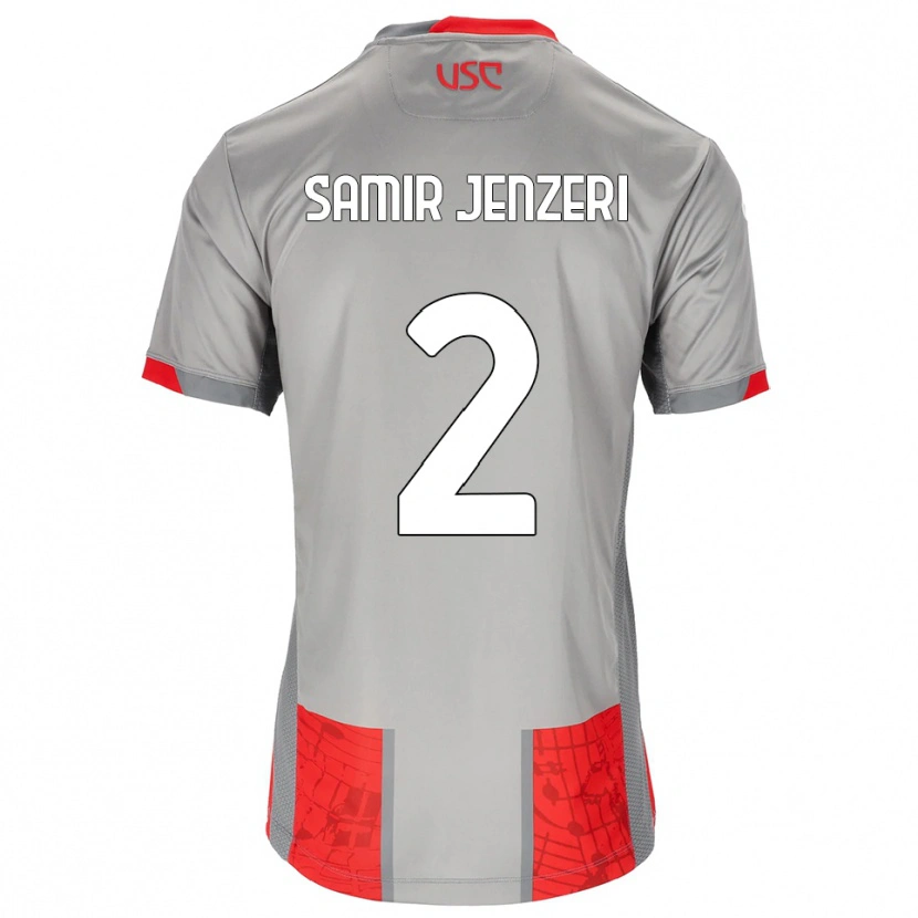 Danxen Męski Gabriele Samir Jenzeri #2 Czerwony Szary Domowa Koszulka 2025/26 Koszulki Klubowe