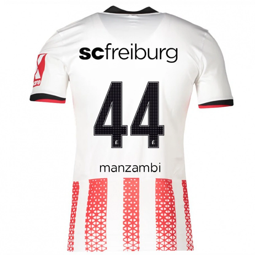 Danxen Męski Johan Manzambi #44 Biały Czerwony Domowa Koszulka 2025/26 Koszulki Klubowe