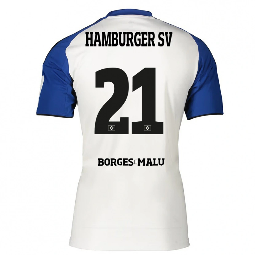 Danxen Męski Louis Borges-Malu #21 Biały Niebieski Domowa Koszulka 2025/26 Koszulki Klubowe