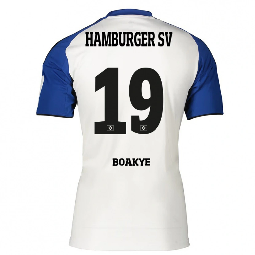 Danxen Męski Jeremiah Boakye #19 Biały Niebieski Domowa Koszulka 2025/26 Koszulki Klubowe