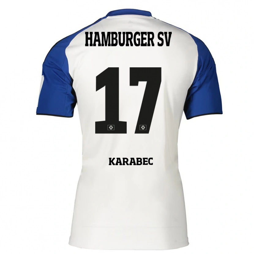 Danxen Męski Adam Karabec #17 Biały Niebieski Domowa Koszulka 2025/26 Koszulki Klubowe