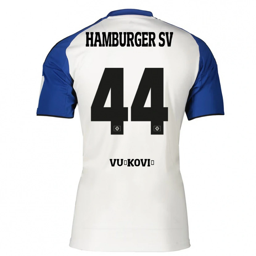 Danxen Męski Mario Vuskovic #44 Biały Niebieski Domowa Koszulka 2025/26 Koszulki Klubowe