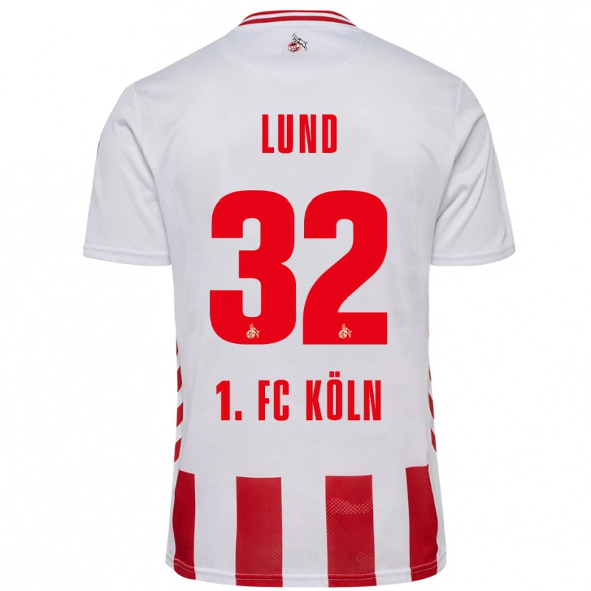 Danxen Męski Kristoffer Lund #32 Biały Czerwony Domowa Koszulka 2025/26 Koszulki Klubowe