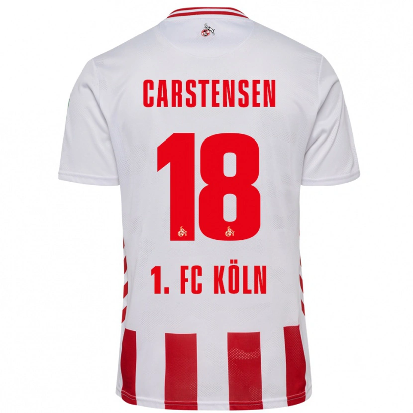 Danxen Męski Rasmus Carstensen #18 Biały Czerwony Domowa Koszulka 2025/26 Koszulki Klubowe