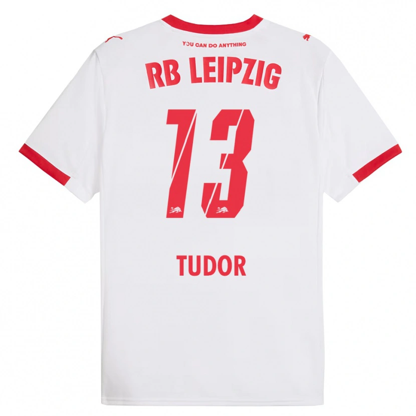 Danxen Męski Aaron Tudor #13 Biały Czerwony Domowa Koszulka 2025/26 Koszulki Klubowe