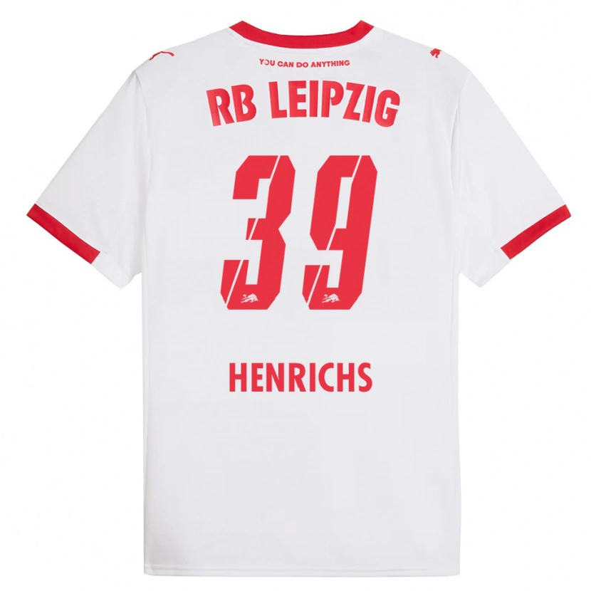 Danxen Męski Benjamin Henrichs #39 Biały Czerwony Domowa Koszulka 2025/26 Koszulki Klubowe