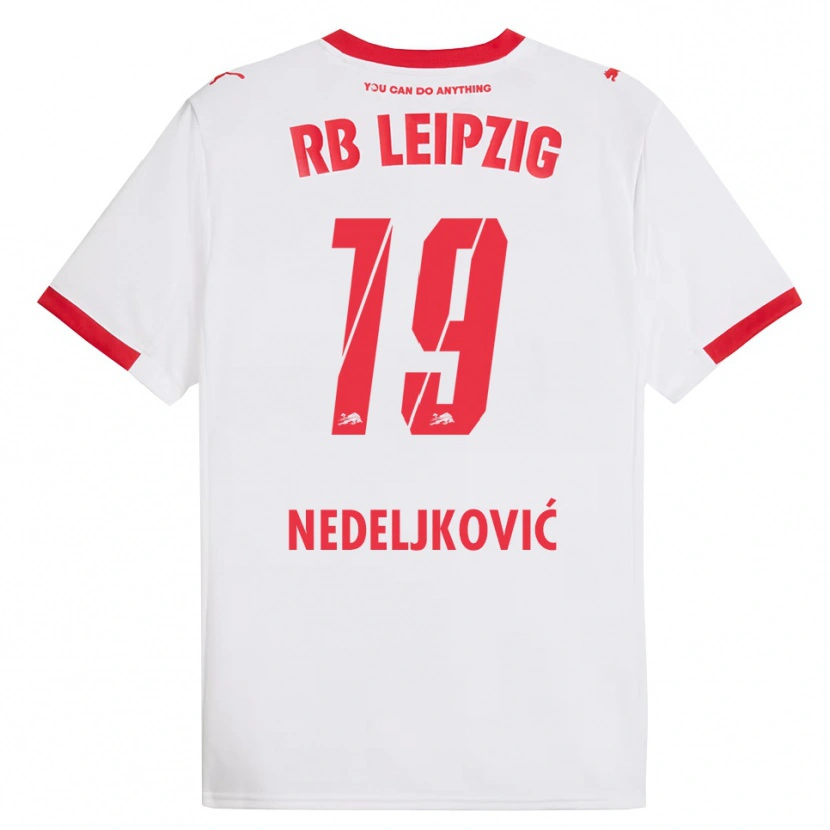Danxen Męski Kosta Nedeljkovic #19 Biały Czerwony Domowa Koszulka 2025/26 Koszulki Klubowe