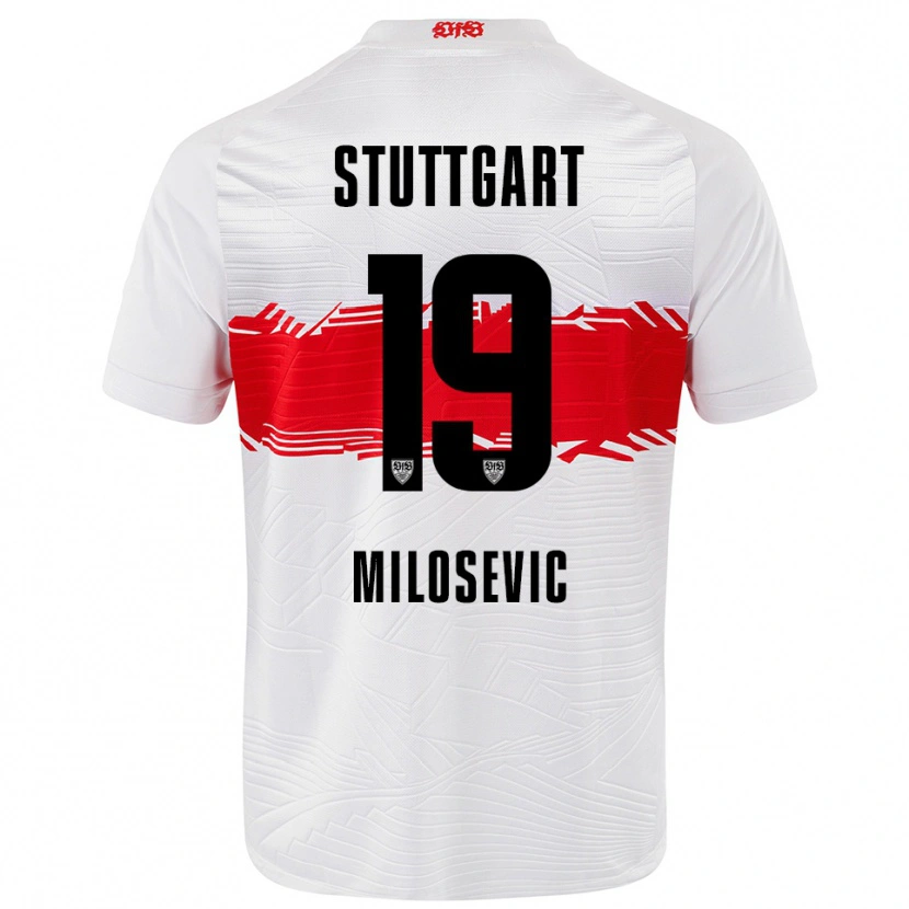 Danxen Męski Jovan Milosevic #19 Biały Czerwony Domowa Koszulka 2025/26 Koszulki Klubowe