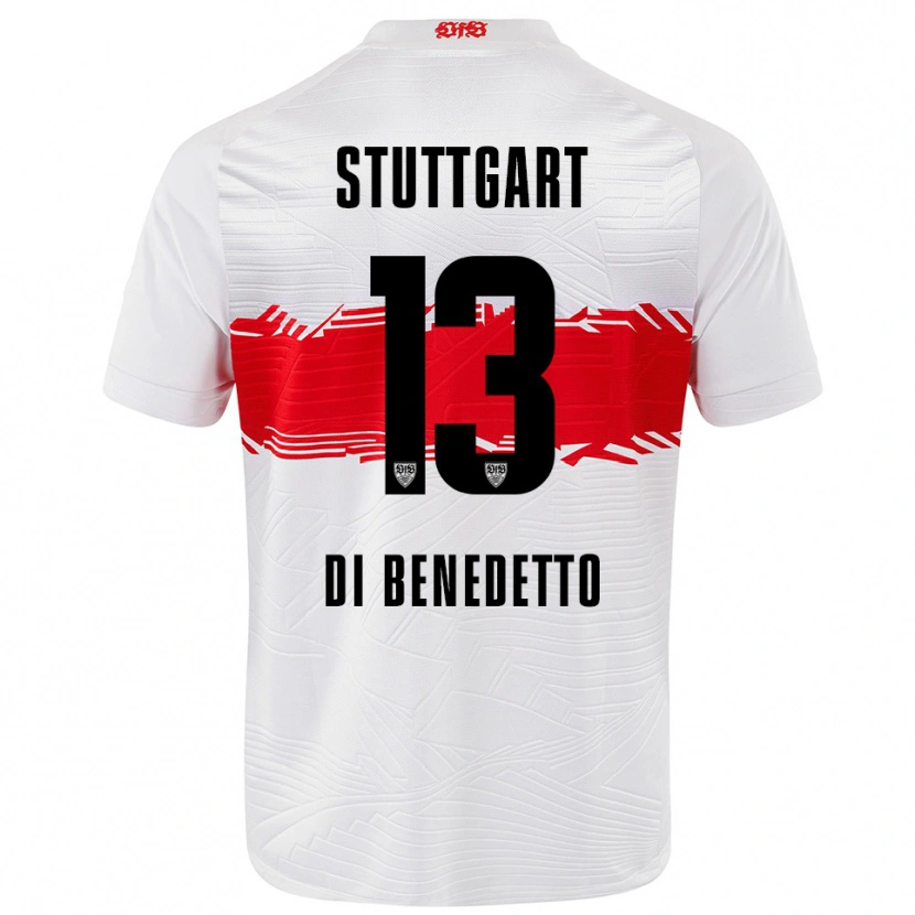 Danxen Męski Massimo Di Benedetto #13 Biały Czerwony Domowa Koszulka 2025/26 Koszulki Klubowe