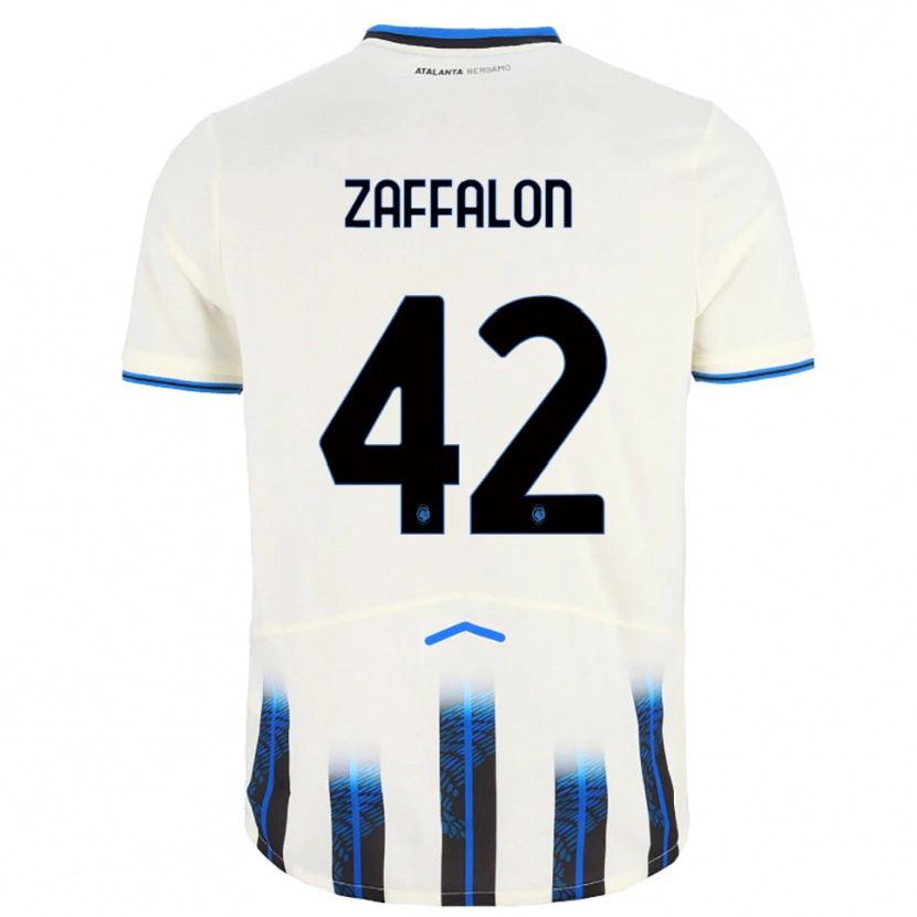 Danxen Męski Lorenzo Zaffalon #42 Biały Niebieski Wyjazdowa Koszulka 2025/26 Koszulki Klubowe