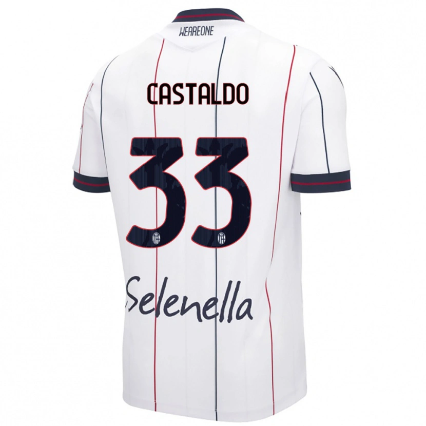 Danxen Męski Francesco Castaldo #33 Biały Królewski Niebieski Wyjazdowa Koszulka 2025/26 Koszulki Klubowe