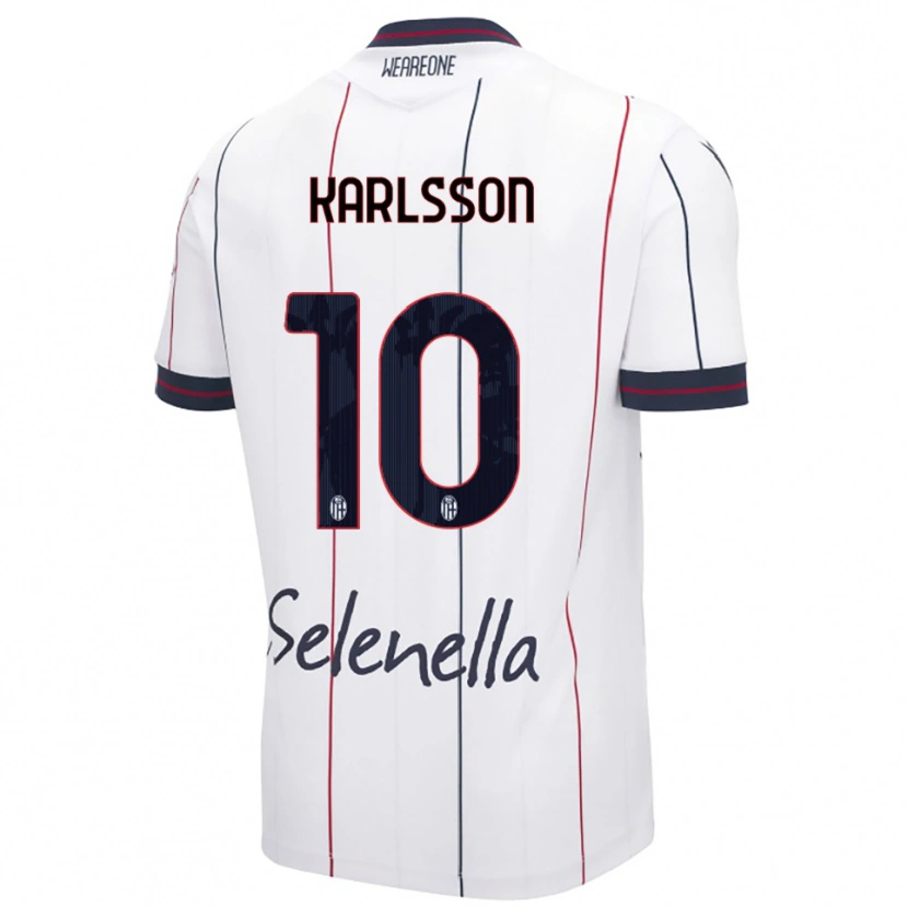 Danxen Męski Jesper Karlsson #10 Biały Królewski Niebieski Wyjazdowa Koszulka 2025/26 Koszulki Klubowe