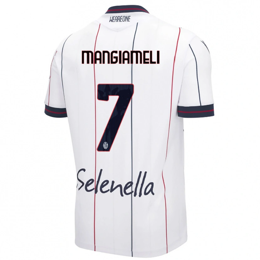 Danxen Męski Federico Mangiameli #7 Biały Królewski Niebieski Wyjazdowa Koszulka 2025/26 Koszulki Klubowe
