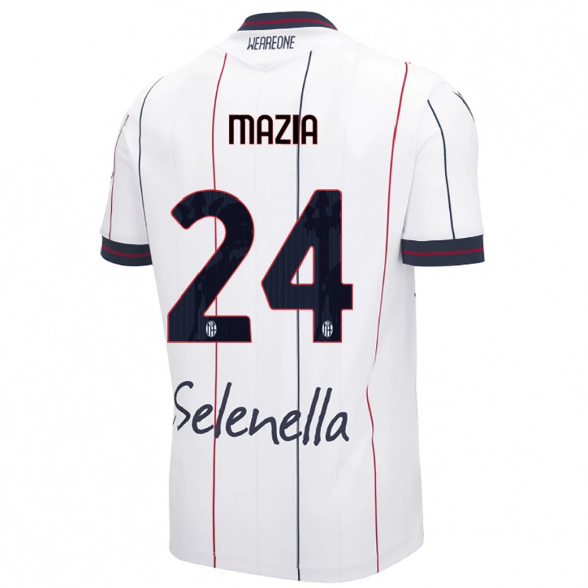 Danxen Męski Andrea Mazia #24 Biały Królewski Niebieski Wyjazdowa Koszulka 2025/26 Koszulki Klubowe