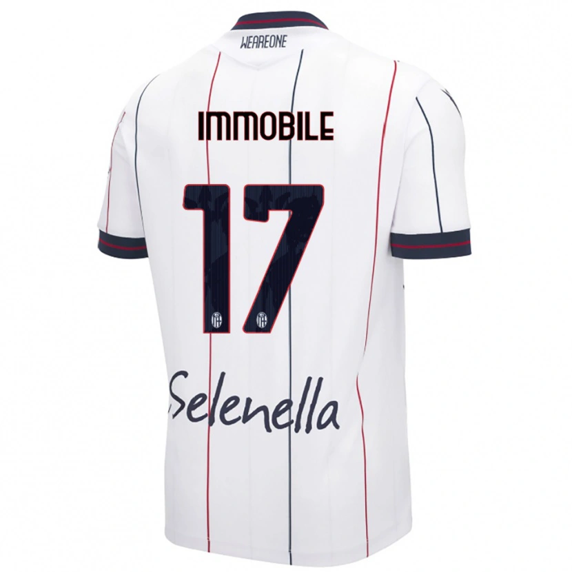 Danxen Męski Ciro Immobile #17 Biały Królewski Niebieski Wyjazdowa Koszulka 2025/26 Koszulki Klubowe