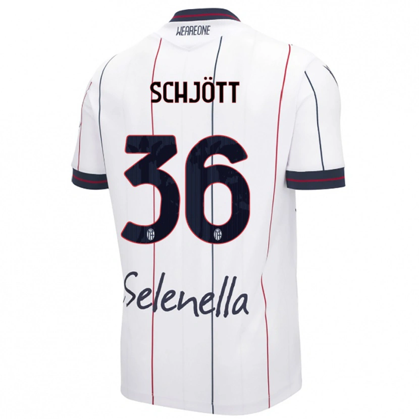Danxen Męski Gustav Schjött #36 Biały Królewski Niebieski Wyjazdowa Koszulka 2025/26 Koszulki Klubowe