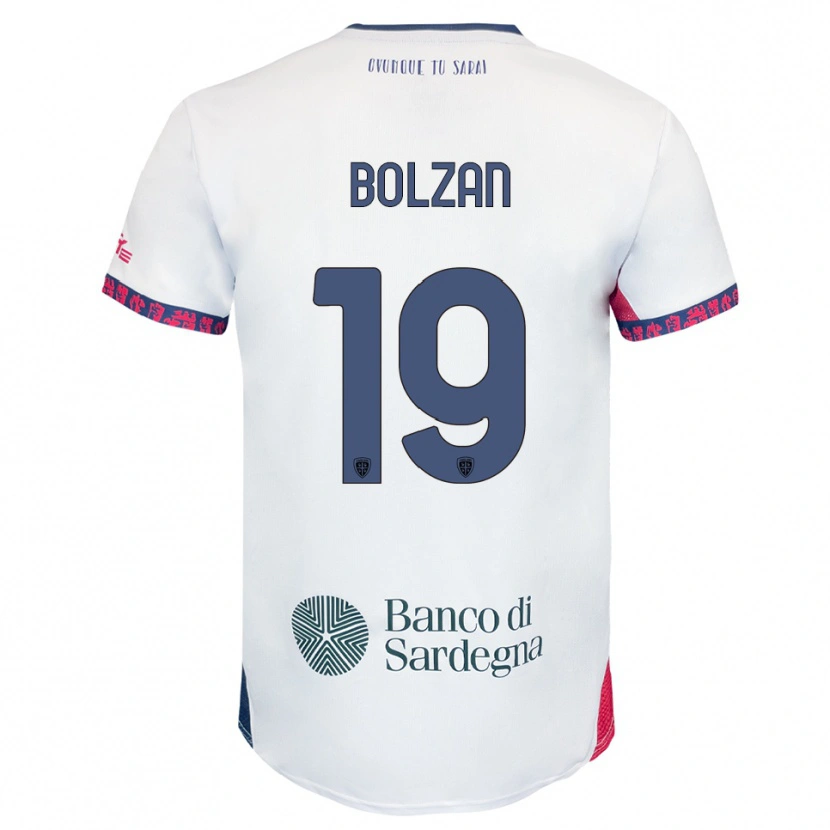 Danxen Męski Alessandro Bolzan #19 Biały Granatowy Czerwony Wyjazdowa Koszulka 2025/26 Koszulki Klubowe