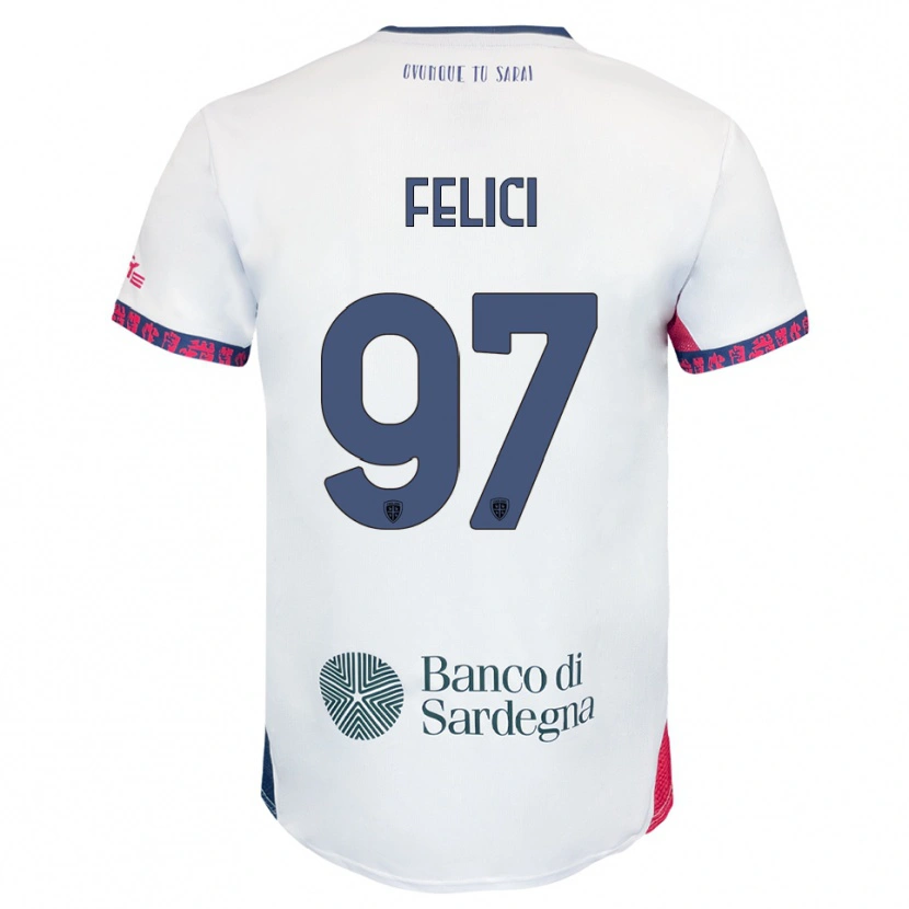 Danxen Męski Mattia Felici #97 Biały Granatowy Czerwony Wyjazdowa Koszulka 2025/26 Koszulki Klubowe