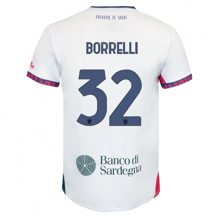 Danxen Męski Gennaro Borrelli #32 Biały Granatowy Czerwony Wyjazdowa Koszulka 2025/26 Koszulki Klubowe